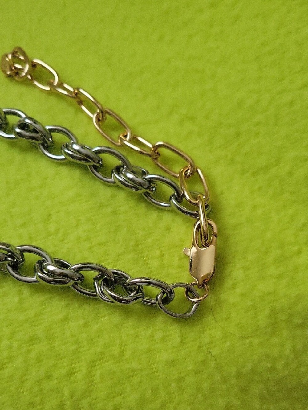 Two-Tone Heart Charm Chain Necklace - Gold & Silver - Picture 5 of 6